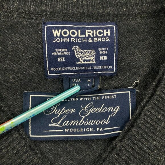 Vintage Woolrich Sweater Adults Medium Gray V-Neck John Rich & Bros Wool Mens - Picture 7 of 12